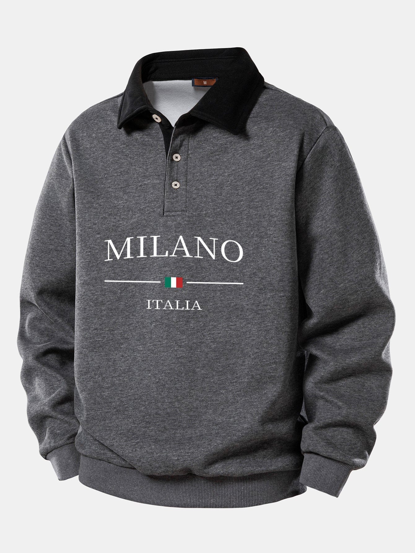 Velira Sweatshirts Pilka / S Milano Spausdinimo Kontrasto Polo Apykaklės Megztinis