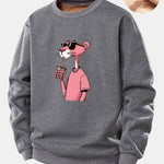 Velira Sweatshirts Pilka / S Rožinė Panto Print Teddy Fleece Pamušalu Sweatshirt