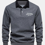 Velira Sweatshirts pilka / S Sloganas Spausdintas Kontrasto Polo Apykaklės Megztinis