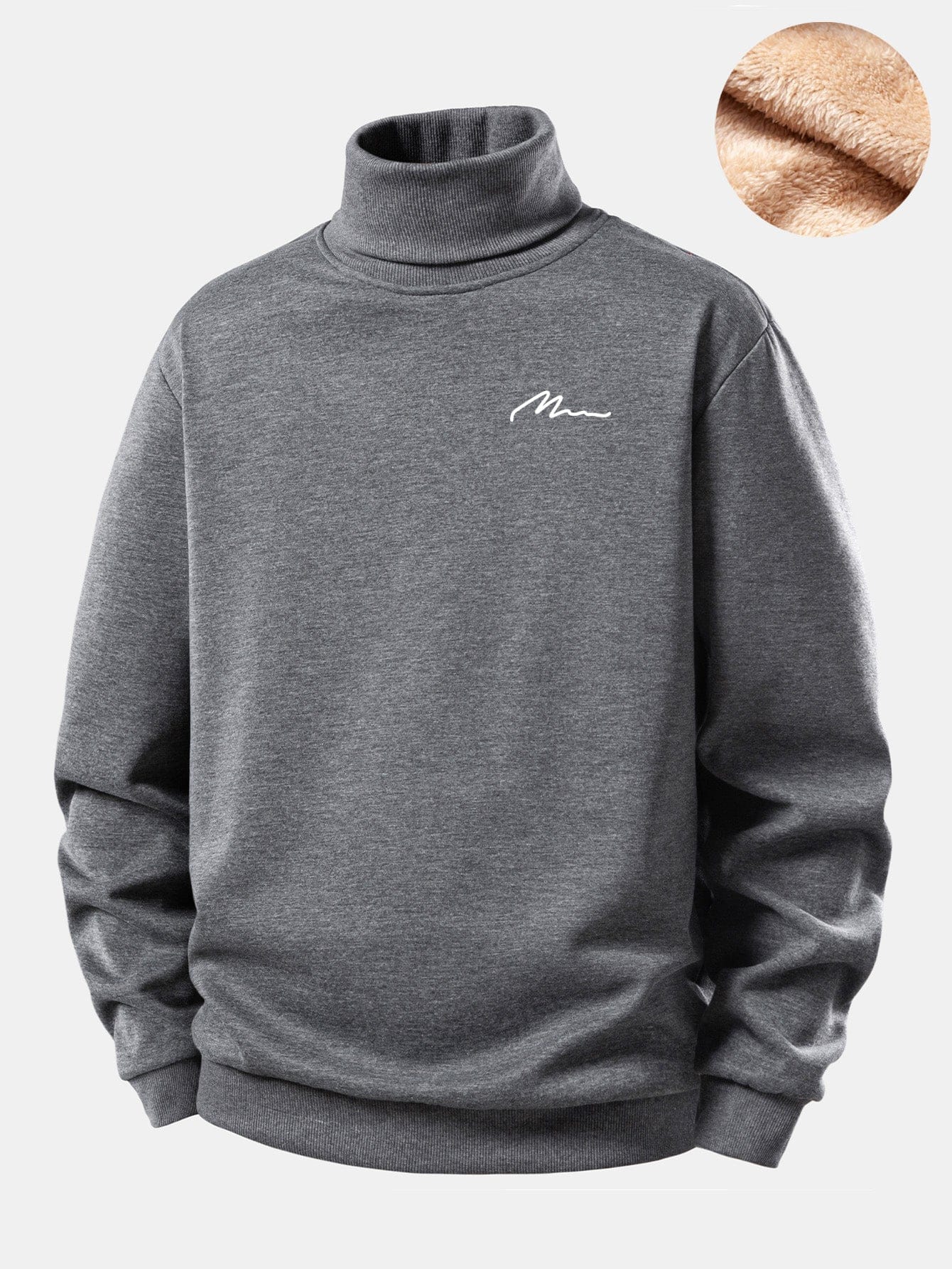 Velira Sweatshirts Pilka / S Vyrų Print Teddy Fleece Pamušalu Kaklo Megztinis