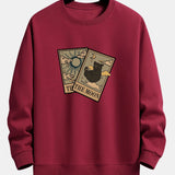 Velira Sweatshirts raudona / S Saulės Mėnulio Katės Spaudas Laisvas Fit Megztinis