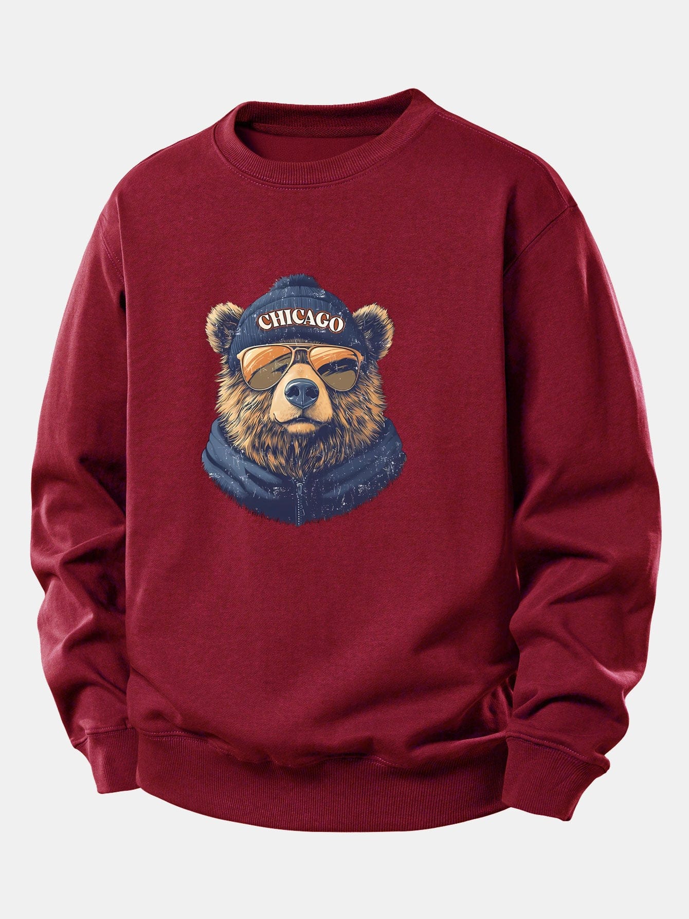 Velira Sweatshirts Raudona / XS Čikagos Akiniai nuo saulės Lokio Spauda Laisvas Fit Megztinis