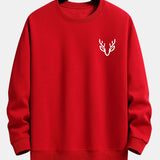Velira Sweatshirts Raudona / XS Elnių Galvos Spauda Laisvalaikio Puloveris