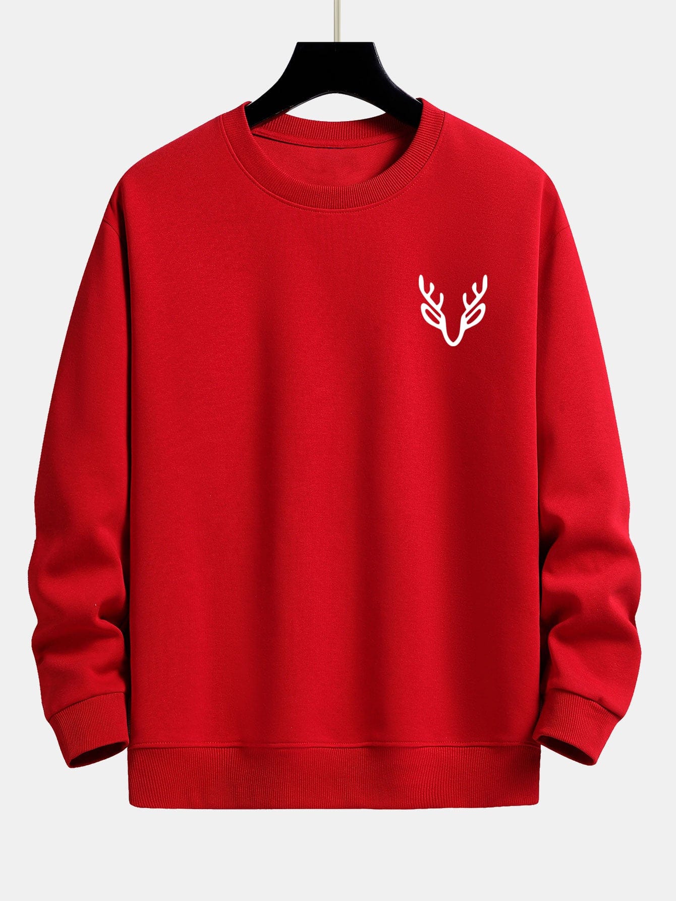 Velira Sweatshirts Raudona / XS Elnių Galvos Spauda Laisvalaikio Puloveris