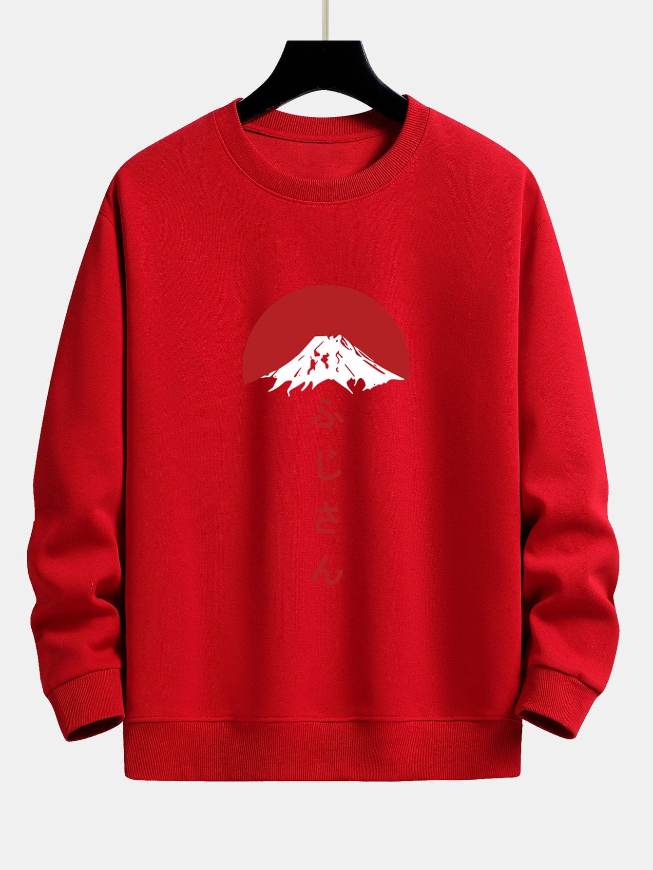 Velira Sweatshirts raudona / XS Fuji kalno spauda laisvo kirpimo džemperis