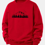 Velira Sweatshirts Raudona / XS Kalnų gamtos spauda laisvo kirpimo džemperis