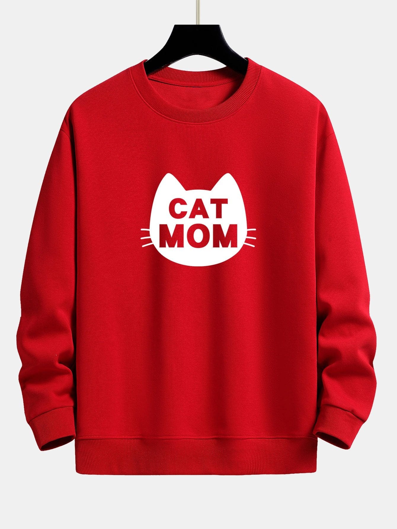 Velira Sweatshirts raudona / XS Katės Mamos Spauda Laisvas Fit Palaidinukė