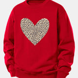 Velira Sweatshirts Raudona / XS Leopardų širdies raštas laisvo kirpimo džemperis