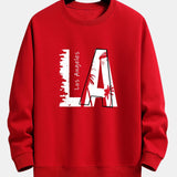 Velira Sweatshirts raudona / XS Los Andželo spauda laisvo kirpimo džemperis