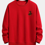 Velira Sweatshirts raudona / XS Meškiuko Spaudas Atsipalaidavęs Džemperis
