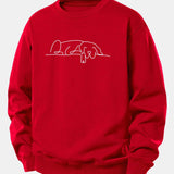 Velira Sweatshirts Raudona / XS Miegantis Šuo Linijos Spauda Laisvas Fit Megztinis