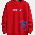 Velira Sweatshirts raudona / XS Niekuomet nepasiduok Šypsenėlės Spauda Laisvo Kirpimo Megztinis