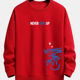 Velira Sweatshirts raudona / XS Niekuomet nepasiduok Šypsenėlės Spauda Laisvo Kirpimo Megztinis