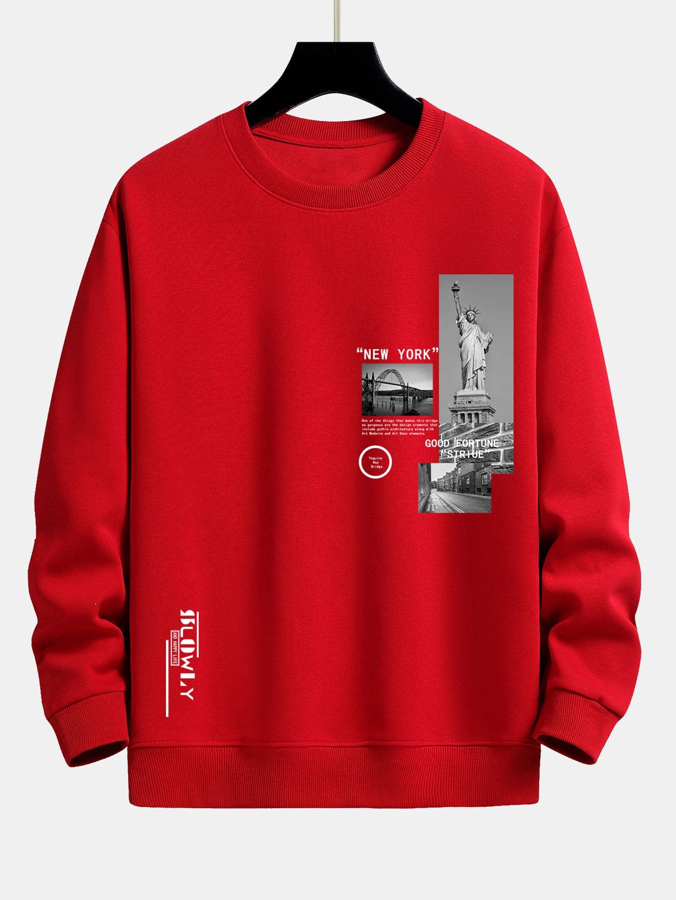Velira Sweatshirts raudona / XS Niujorko architektūros atspaudas laisvo kirpimo džemperis
