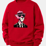 Velira Sweatshirts Raudona / XS Rožinė džentelmenų panteros spauda laisvo kirpimo megztinis
