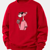 Velira Sweatshirts Raudona / XS Rožinė Pantera Spauda Laisva Fit Džemperis