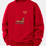 Velira Sweatshirts Raudona / XS Širdies formos balionas šunų veislės printas laisvo kirpimo džemperis
