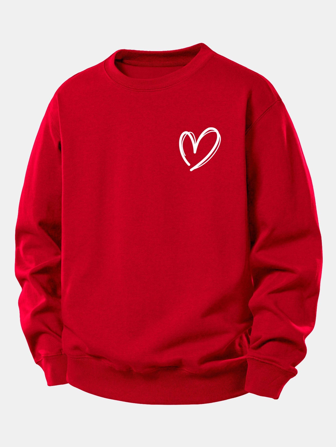 Velira Sweatshirts Raudona / XS Širdies Raštas Laisvo Pjūvio Megztinis
