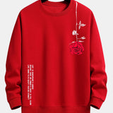 Velira Sweatshirts raudona / XS Sloganas Rožių Spauda Laisvas Fit Palaidinė