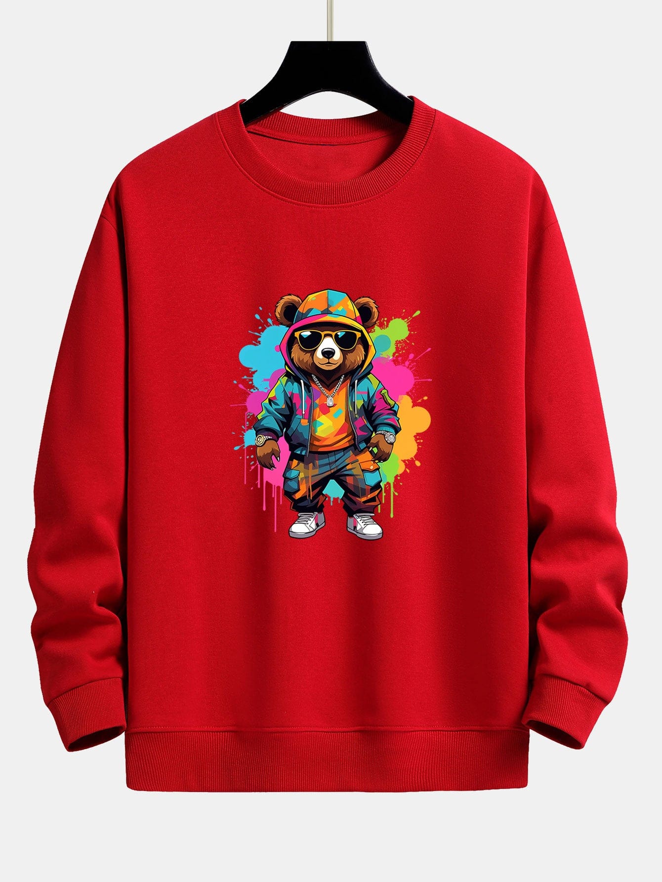 Velira Sweatshirts raudona / XS Spalvingo Lokio Spauda Atsipalaidavęs Palaidinukas