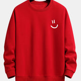 Velira Sweatshirts raudona / XS Šypsenos Veido Spauda Laisvas Fit Palaidinukė