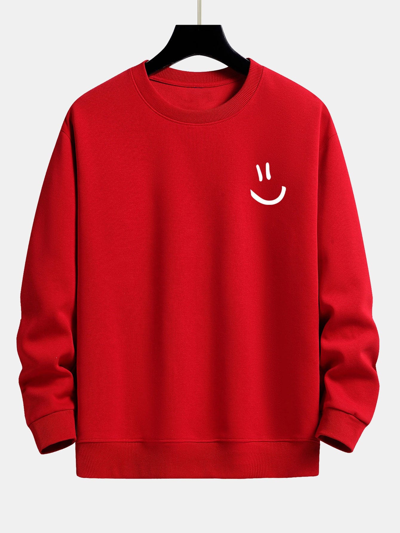 Velira Sweatshirts raudona / XS Šypsenos Veido Spauda Laisvas Fit Palaidinukė