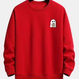 Velira Sweatshirts raudona / XS Vaiduoklis, geriantis kavą, spauda, laisvas kirpimas, džemperis