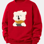Velira Sweatshirts Raudona / XS Žiovaujantis Šuniukas Spauda Laisvas Fit Džemperis