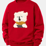 Velira Sweatshirts Raudona / XS Žiovaujantis Šuniukas Spauda Laisvas Fit Džemperis