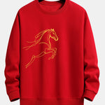 Velira Sweatshirts Raudona / XS Žirgo Metų Grafikos Laisvalaikio Fit Palaidinė