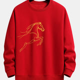 Velira Sweatshirts Raudona / XS Žirgo Metų Grafikos Laisvalaikio Fit Palaidinė