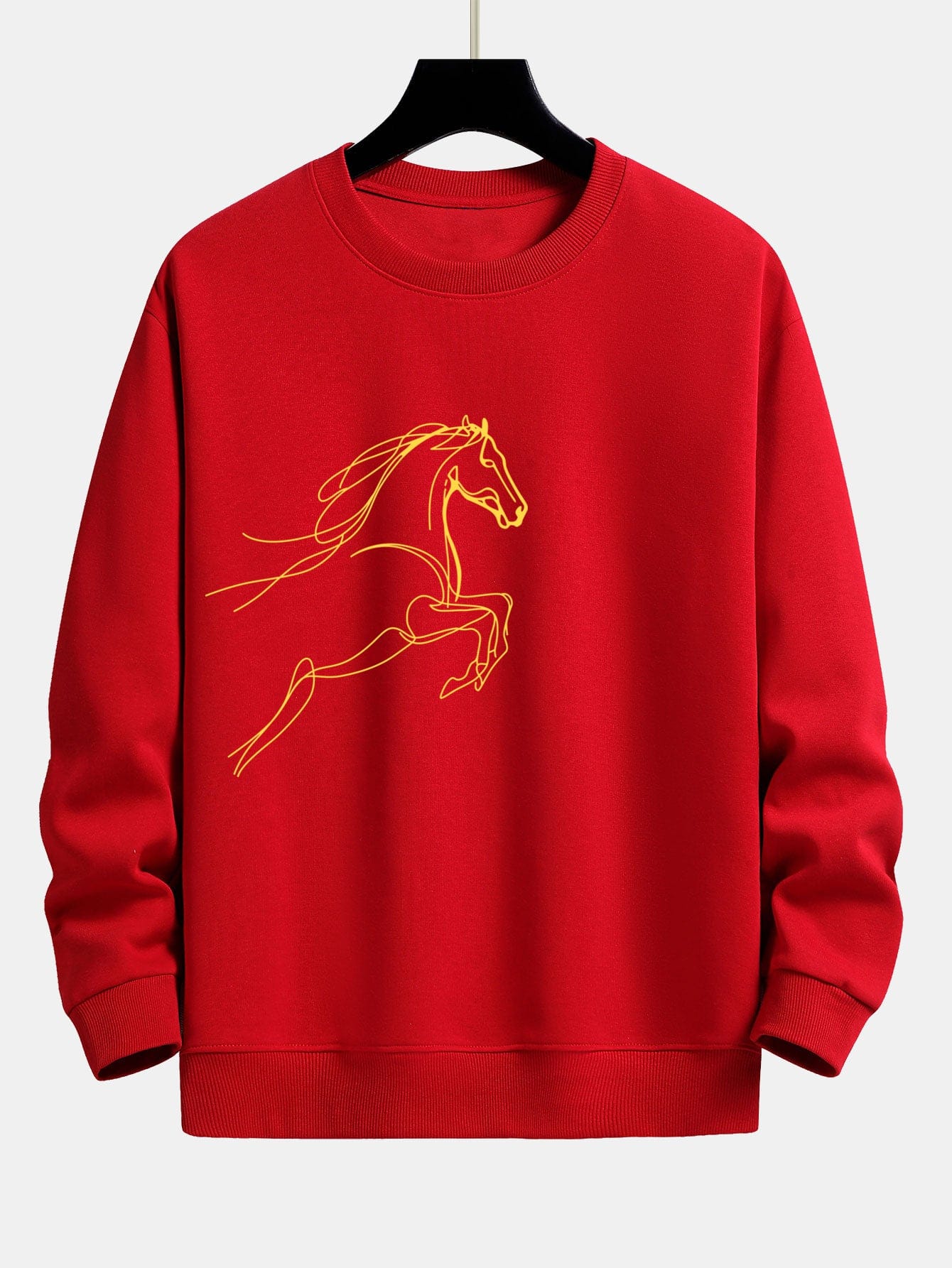 Velira Sweatshirts Raudona / XS Žirgo Metų Grafikos Laisvalaikio Fit Palaidinė