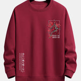 Velira Sweatshirts raudonmedžio / S Sakuro žiedų šūkio spauda laisvo kirpimo džemperis