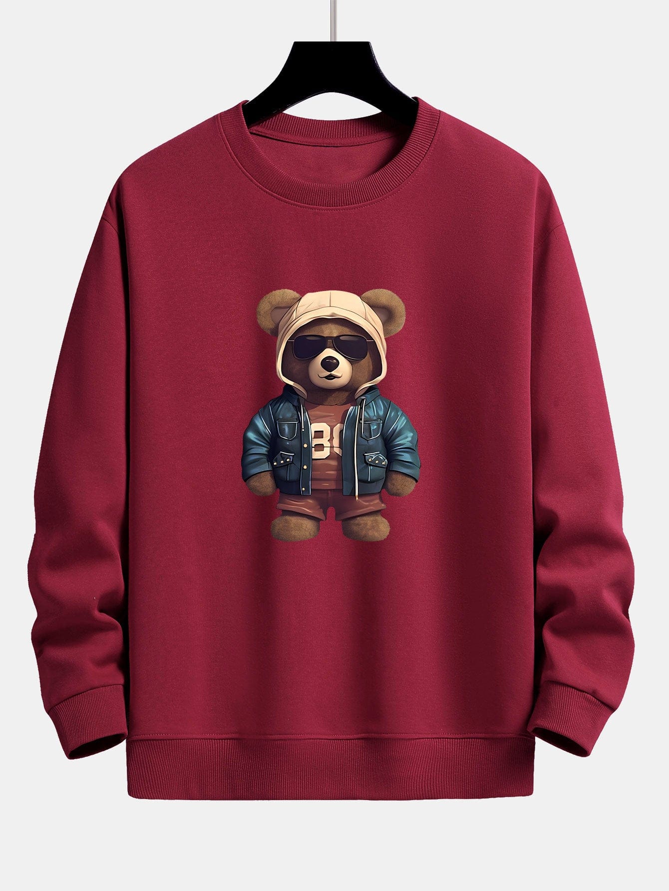 Velira Sweatshirts raudonmedžio / XS Lokys Odinėje Striukėje Spauda Laisvas Švarkas