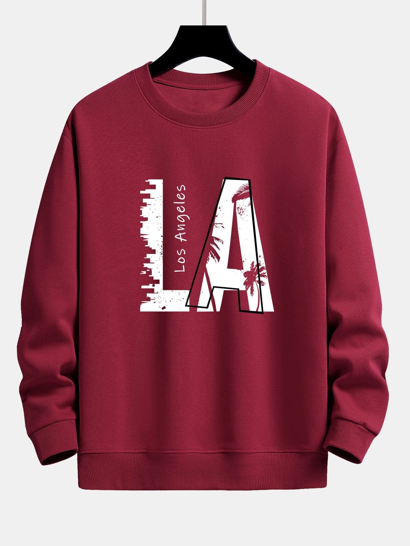 Velira Sweatshirts raudonmedžio / XS Los Andželo spauda laisvo kirpimo džemperis