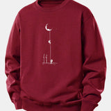 Velira Sweatshirts Raudonmedžio / XS Mėnulio Astronauto Spauda Laisvo Pjūvio Džemperis