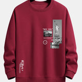 Velira Sweatshirts raudonmedžio / XS Niujorko architektūros atspaudas laisvo kirpimo džemperis