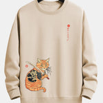 Velira Sweatshirts ruda / S Samurajų Karo Katės Spauda Laisvo Pjūvio Džemperis