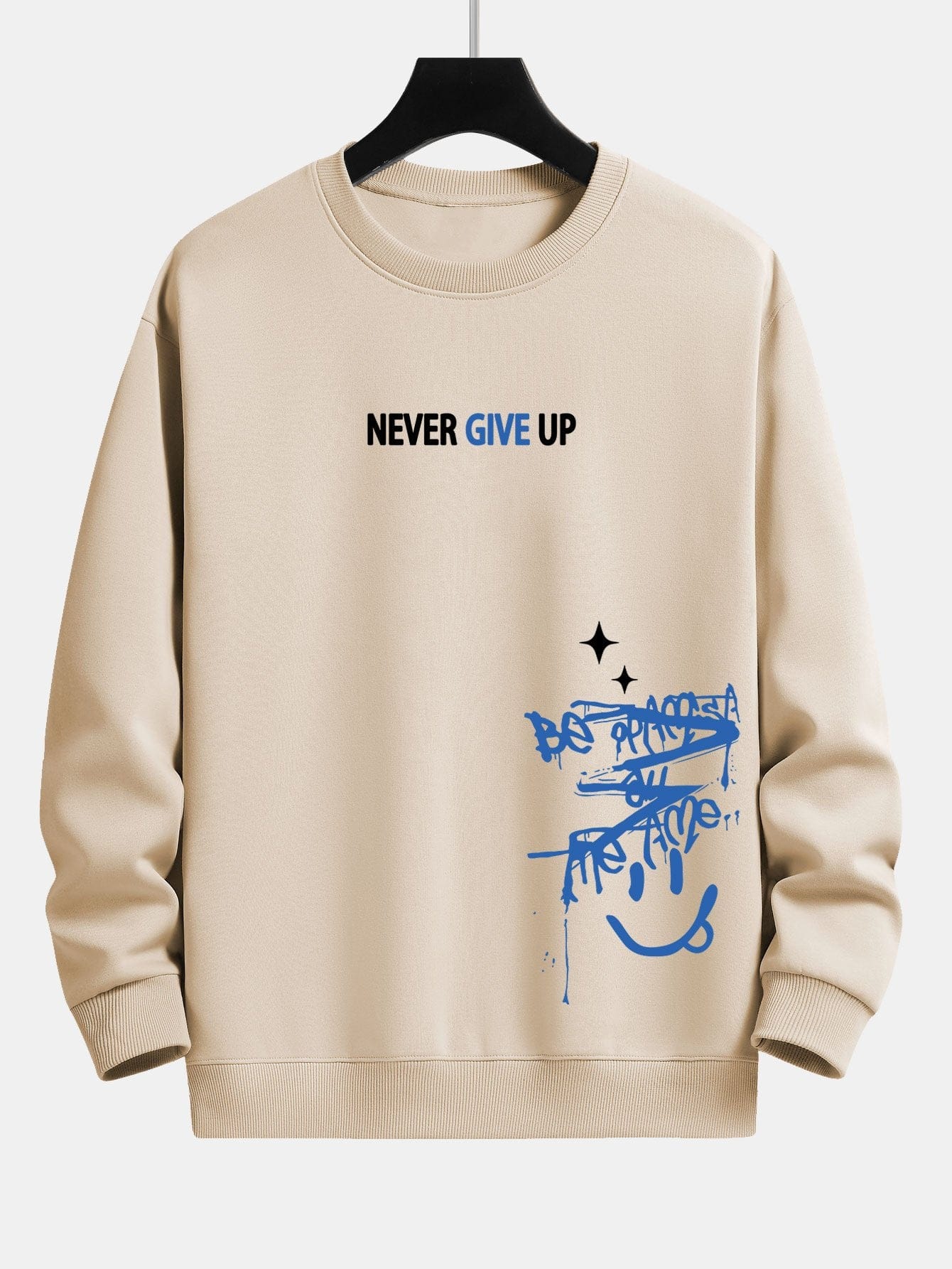 Velira Sweatshirts ruda / XS Niekuomet nepasiduok Šypsenėlės Spauda Laisvo Kirpimo Megztinis
