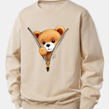 Velira Sweatshirts Ruda / XS Užtrauktuko meškiuko spauda laisvo kirpimo džemperis