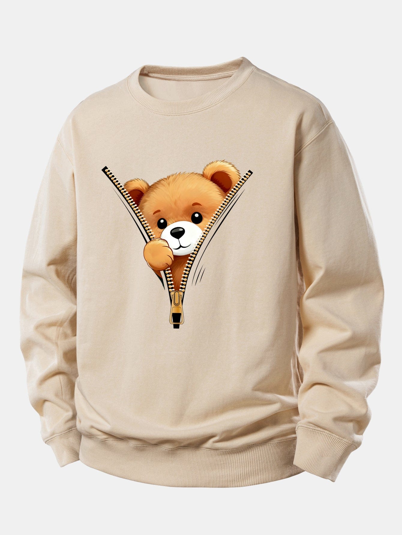 Velira Sweatshirts Ruda / XS Užtrauktuko meškiuko spauda laisvo kirpimo džemperis