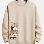 Velira Sweatshirts rusva / S Karinio Katino Spauda Laisvalaikio Palaidinė