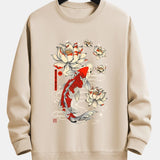 Velira Sweatshirts rusva / XS Koi žuvies lotoso rašto laisvas fit džemperis