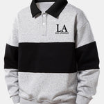 Velira Sweatshirts Sidabrinė / S Atsipalaidavęs Los Andželo spaudos spalvų blokas polo apykaklės džemperis