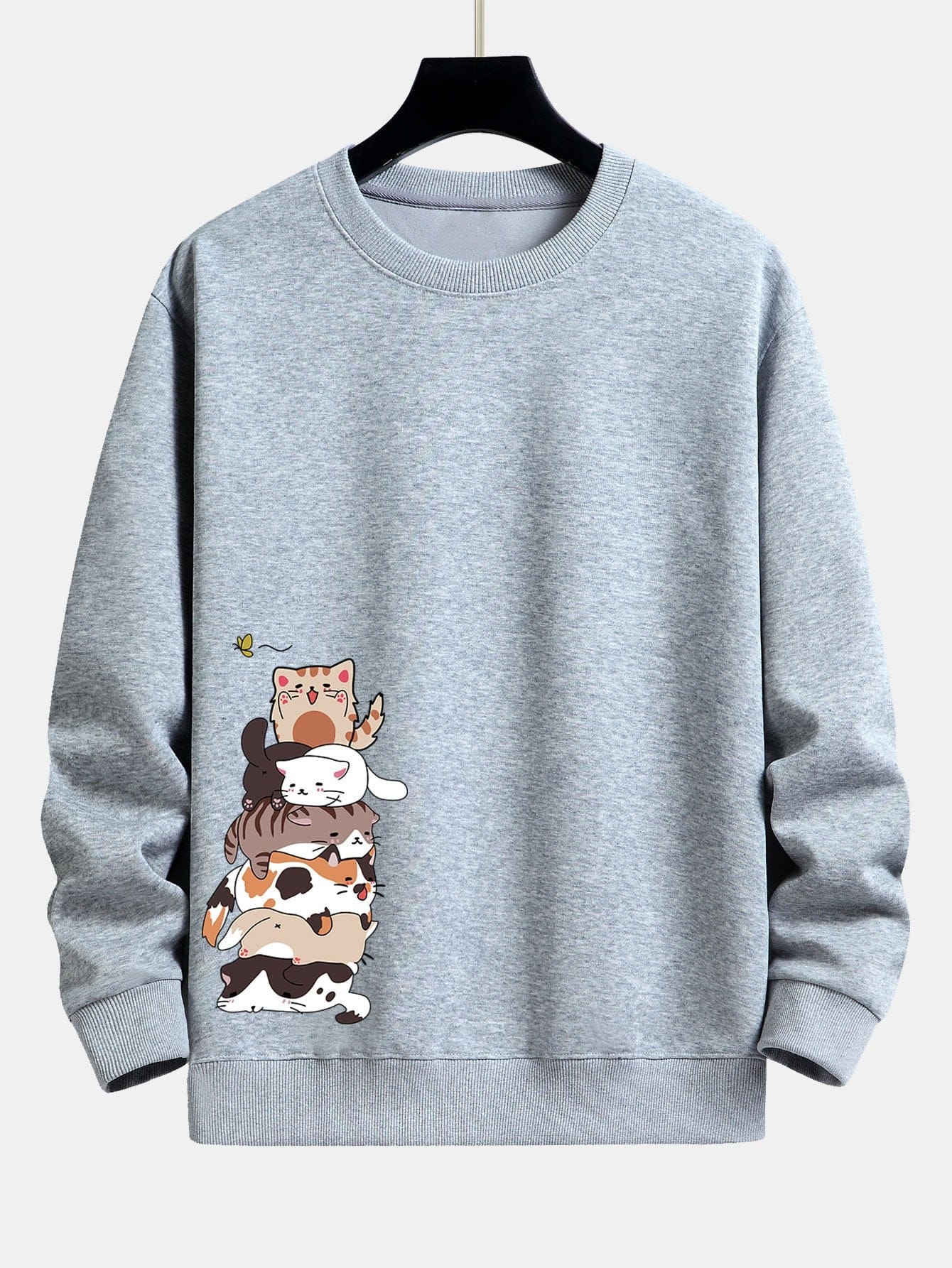 Velira Sweatshirts sidabrinė / S Karinio Katino Spauda Laisvalaikio Palaidinė