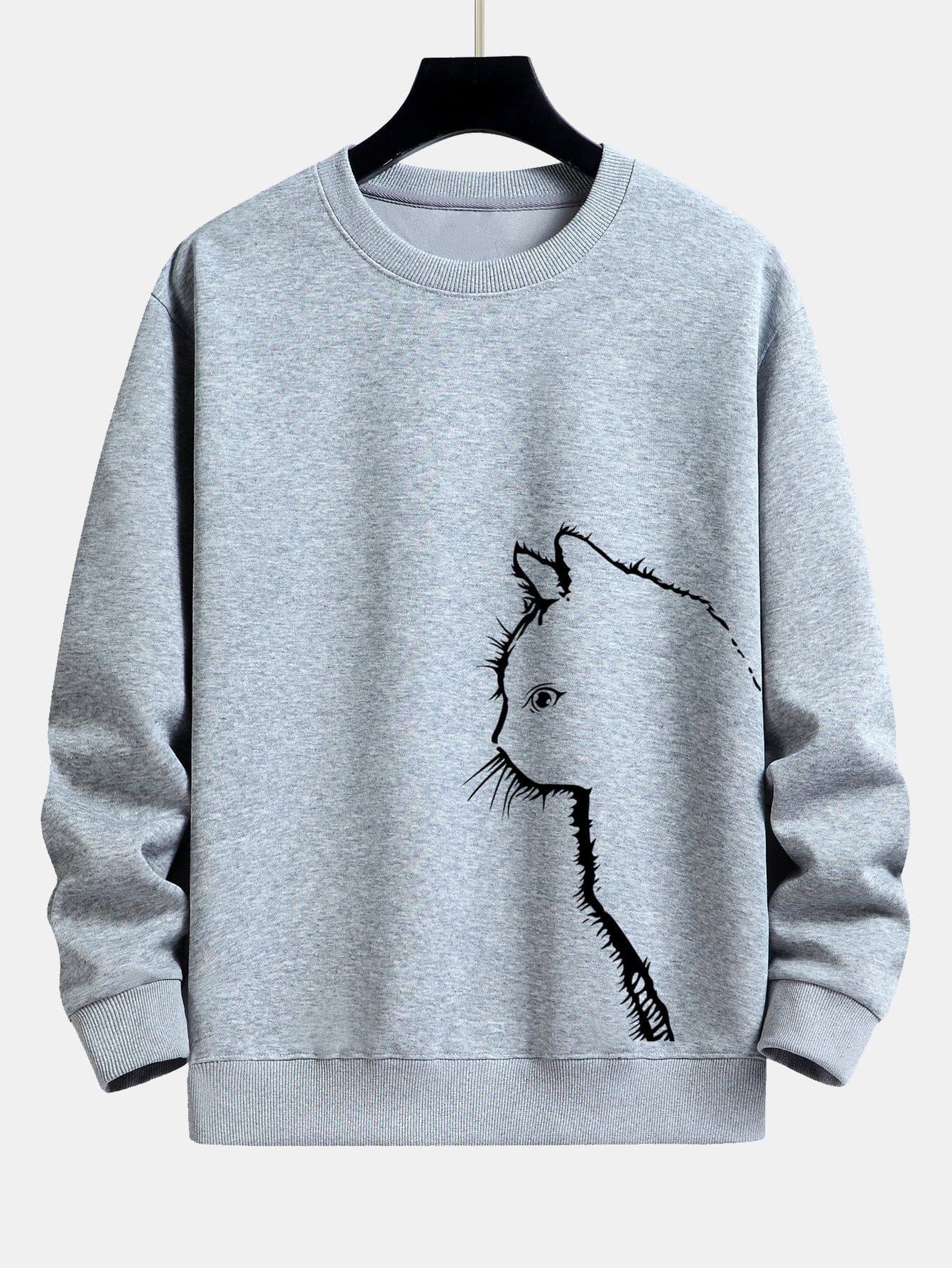 Velira Sweatshirts sidabrinė / S Katės Siluetas Spausdinimas Laisvas Fit Palaidinukė
