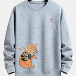 Velira Sweatshirts sidabrinė / S Samurajų Karo Katės Spauda Laisvo Pjūvio Džemperis