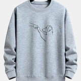 Velira Sweatshirts sidabrinė / S Šuo Linijos Piešimo Spauda Atsipalaidavęs Dydis Palaidinukė