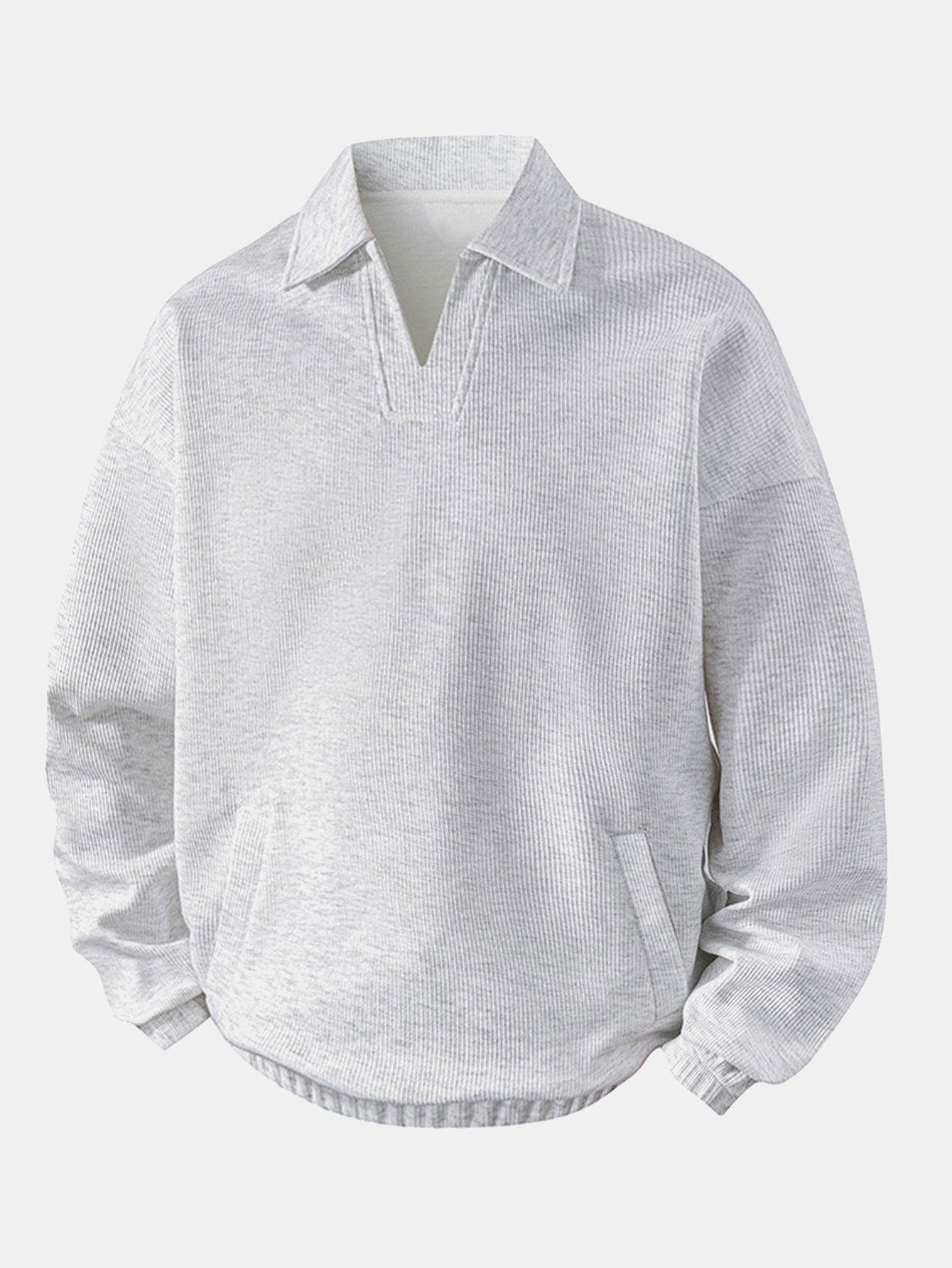 Velira Sweatshirts Sidabrinė / XS Atsipalaidavęs Fit Wffle V formos Polo Megztinis
