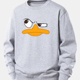 Velira Sweatshirts Sidabrinė / XS Emotikonų antis spauda laisvo kirpimo džemperis